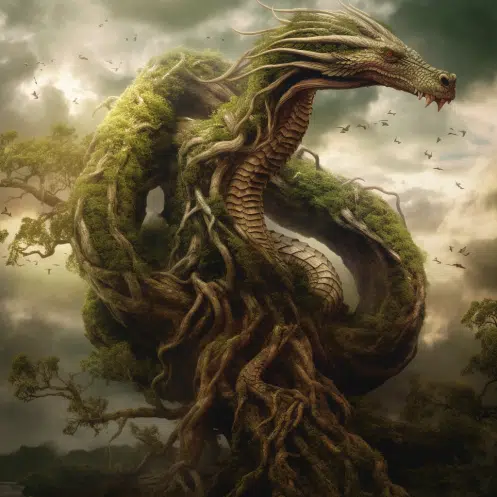 Nidhogg, the world serpent who lives at the base of Yggdrasil